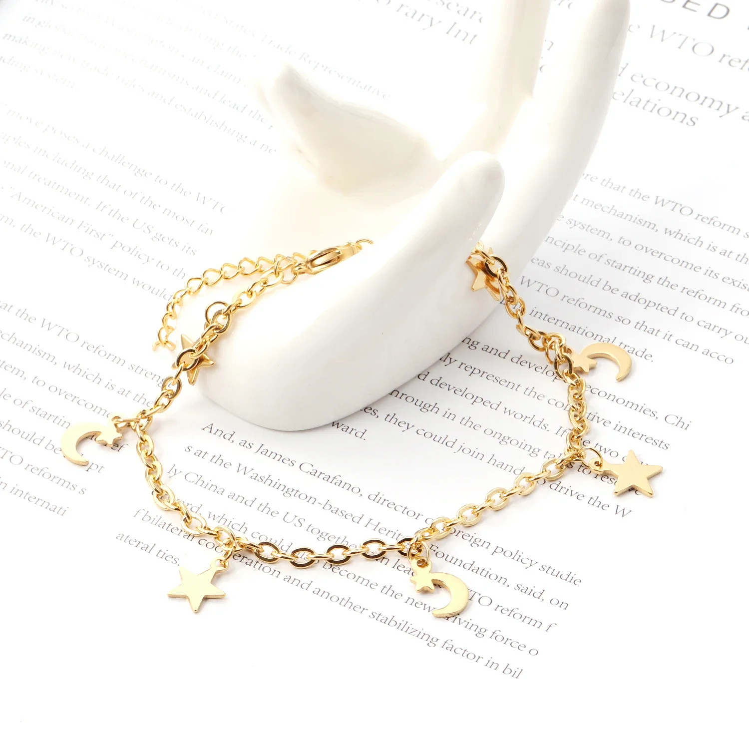 Bracelet Argent Lune et Étoiles — chaînette en acier inoxydable - Image 3