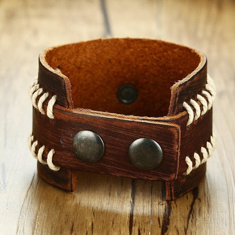 Bracelet Steampunk — Croix De Malte (cuir) - Image 3