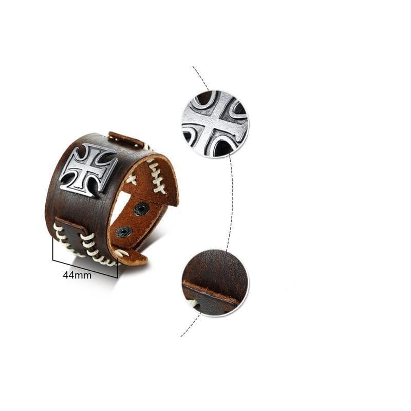 Bracelet Steampunk — Croix De Malte (cuir) - Image 6
