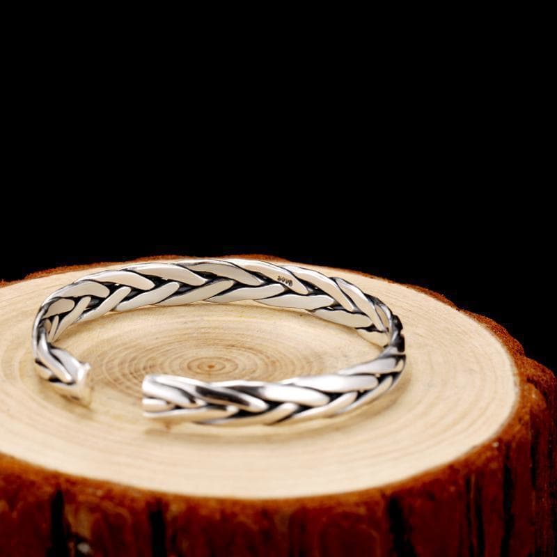 Bracelet Jonc Homme Argent Tressé - Image 4