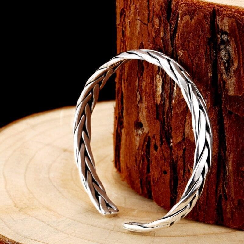 Bracelet Jonc Homme Argent Tressé - Image 5