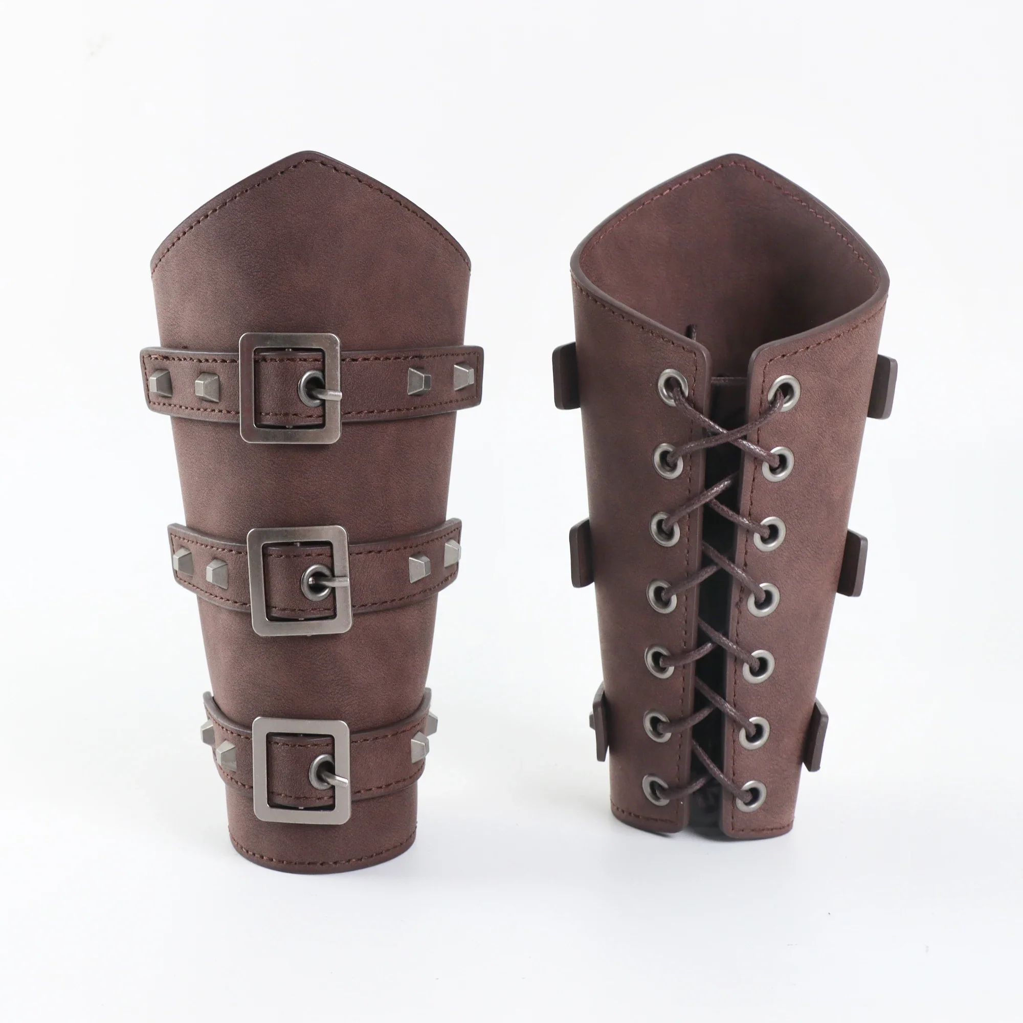 Brassards Steampunk en Cuir - Protège-Bras Viking à Boucles et Lacets