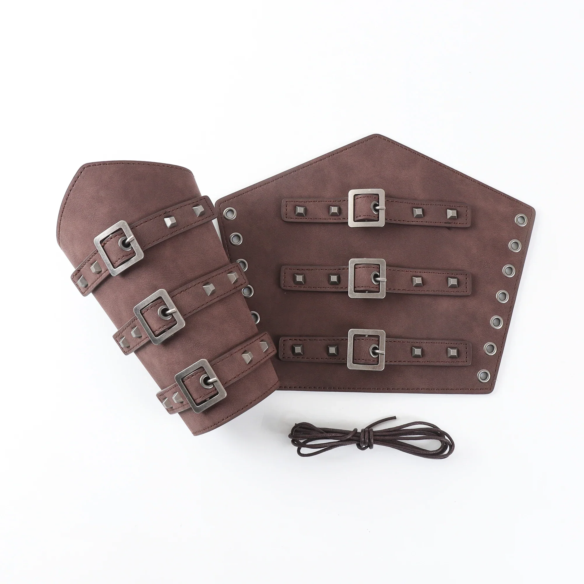 Brassards Steampunk en Cuir - Protège-Bras Viking à Boucles et Lacets - Image 3