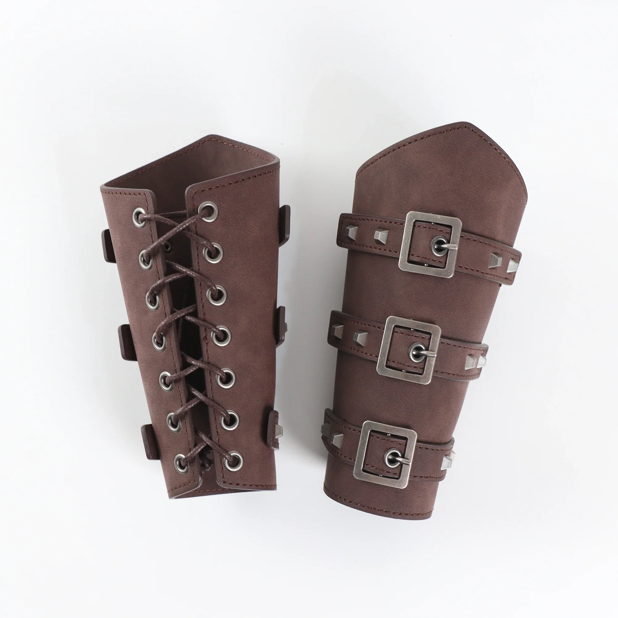 Brassards Steampunk en Cuir - Protège-Bras Viking à Boucles et Lacets - Image 6