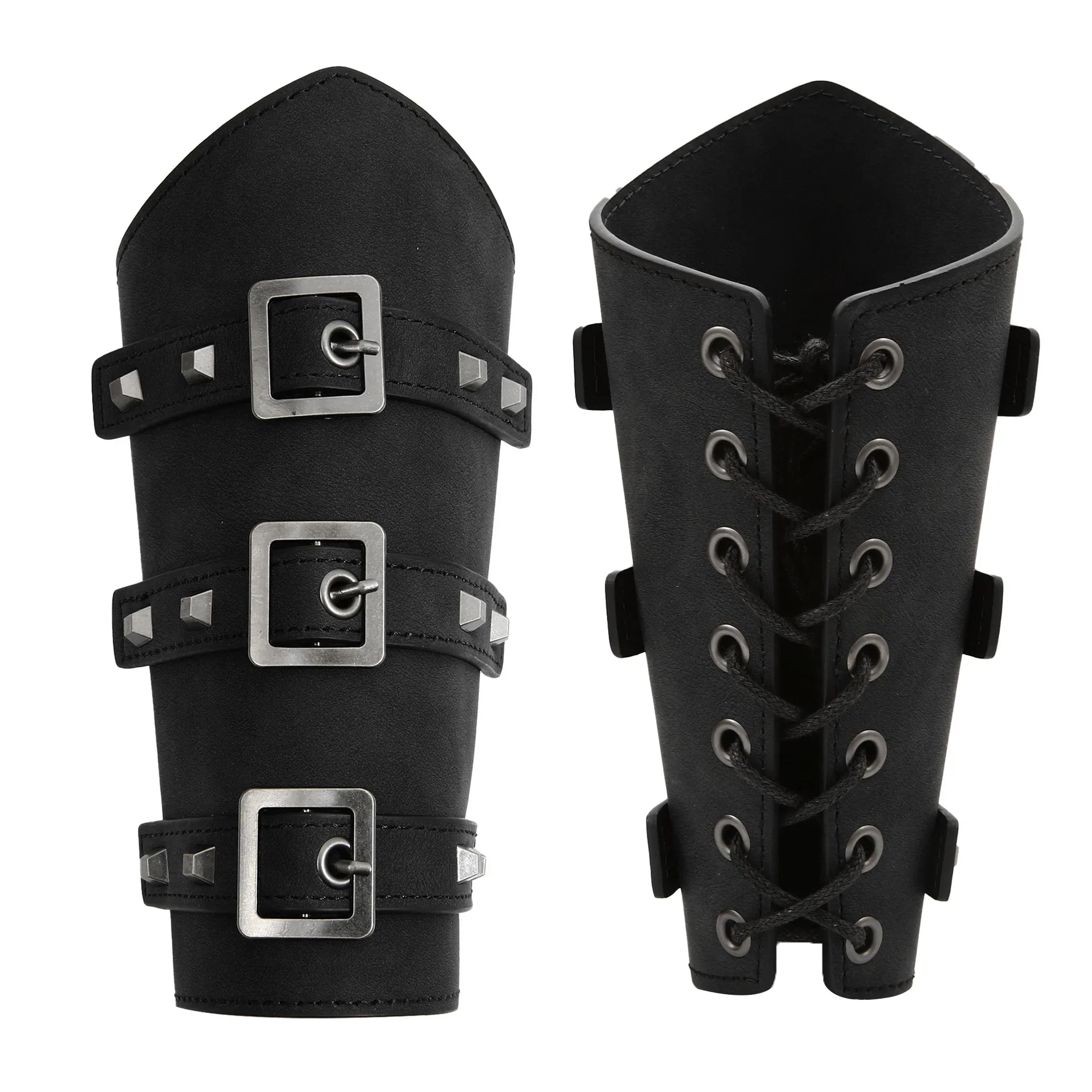 Brassards Steampunk en Cuir - Protège-Bras Viking à Boucles et Lacets - Image 7