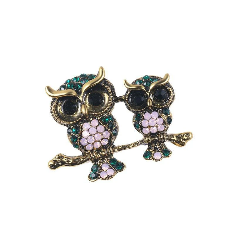 Broche Steampunk Deux Chouettes