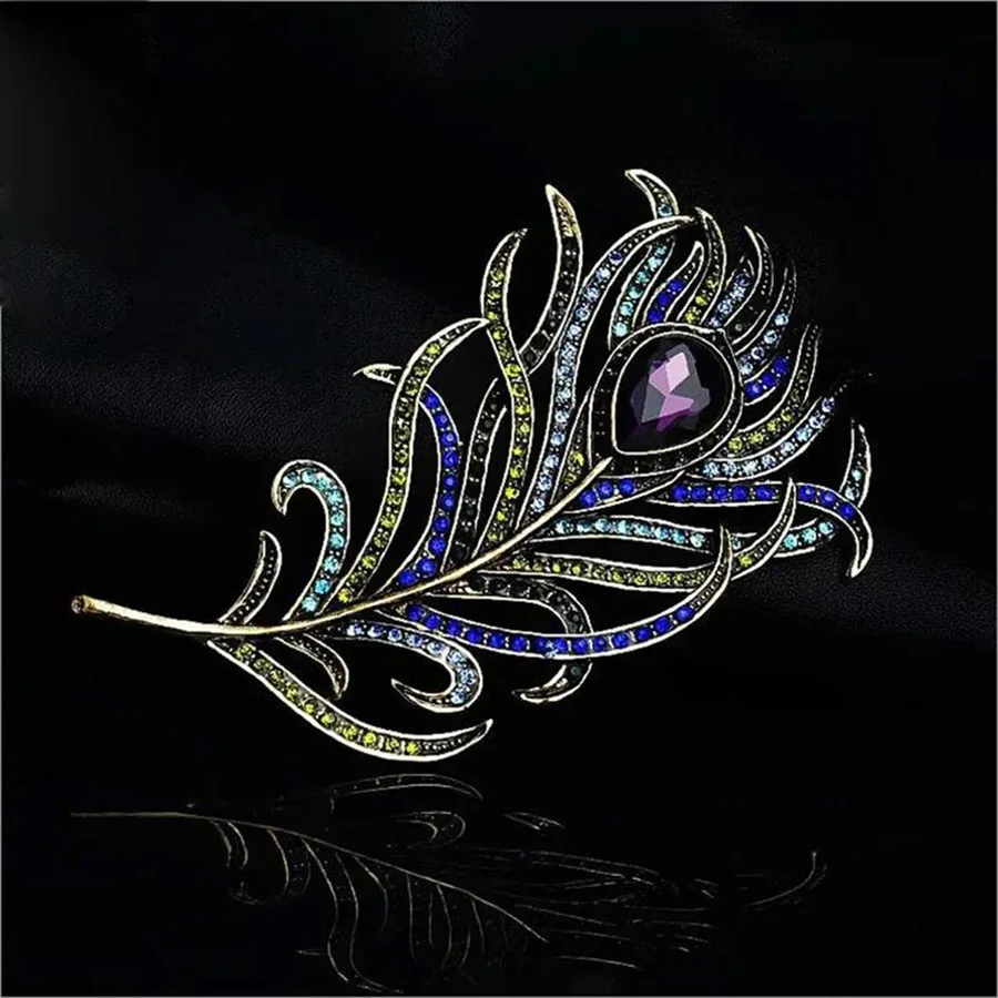 Broche Plume Vintage de Paon - Image 3