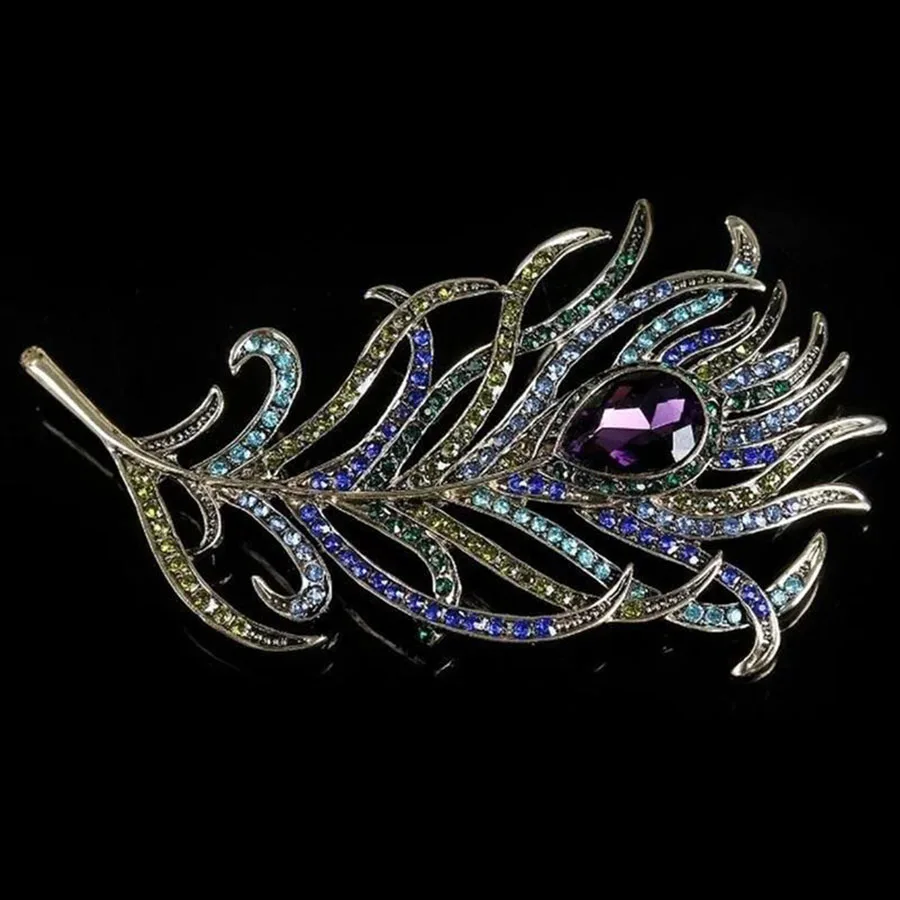 Broche Plume Vintage de Paon - Image 4