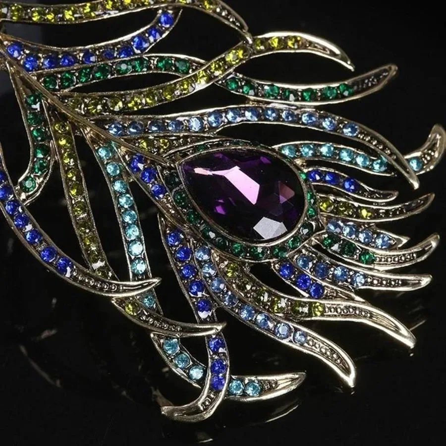 Broche Plume Vintage de Paon - Image 5
