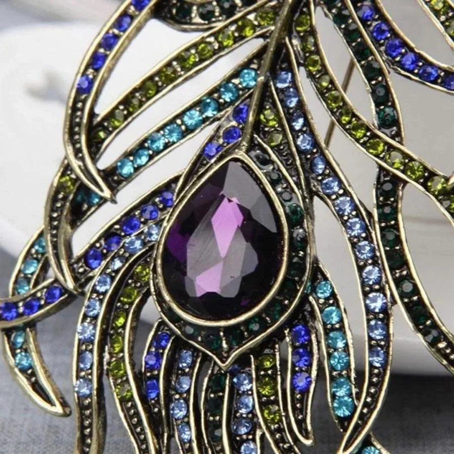 Broche Plume Vintage de Paon - Image 6