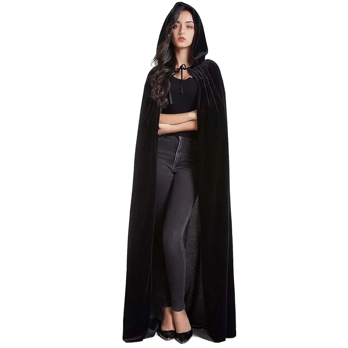 Cape Longue Velours Gothique - Capuche Cosplay - Image 4
