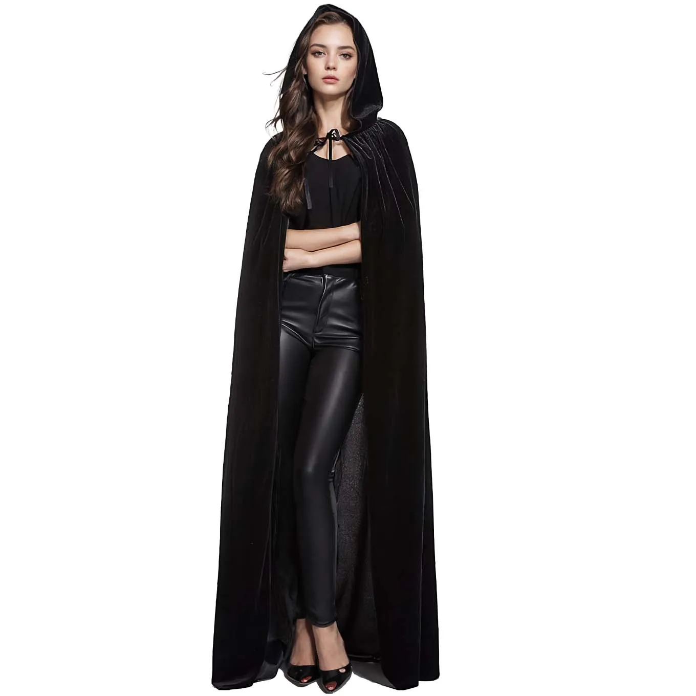 Cape Longue Velours Gothique - Capuche Cosplay - Image 7