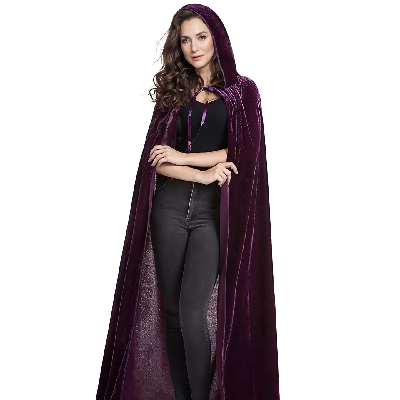Cape Longue Velours Gothique - Capuche Cosplay - Image 8