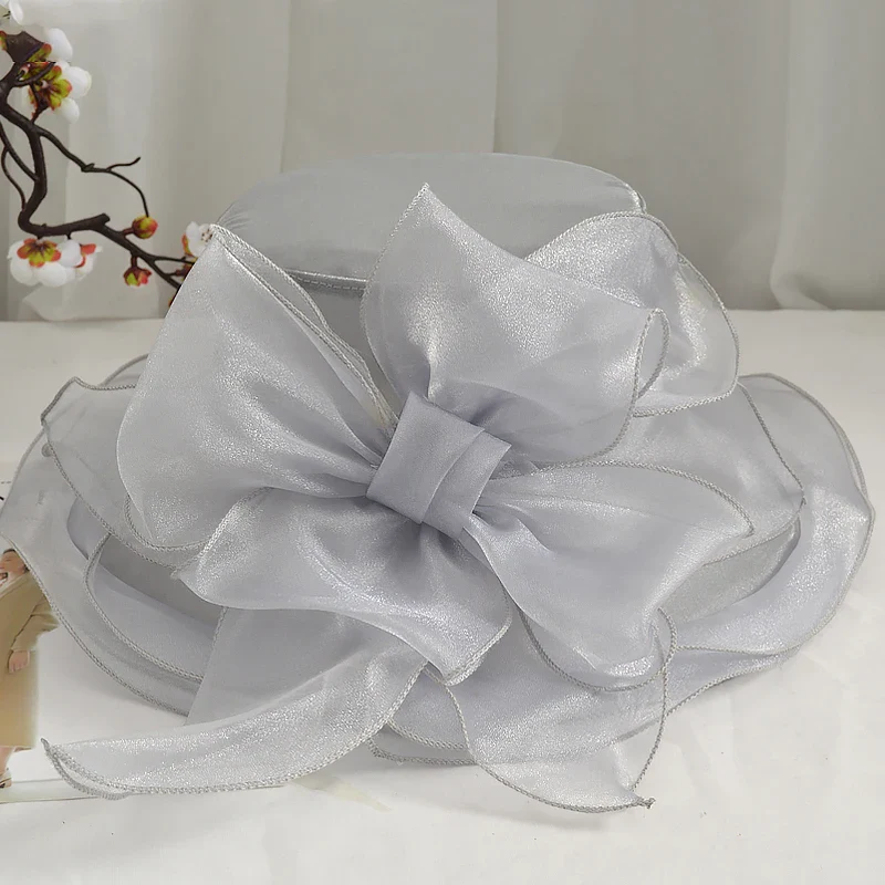 Chapeau Belle Époque Femme Organza - Grand Bord Mariage Cocktail - Image 10