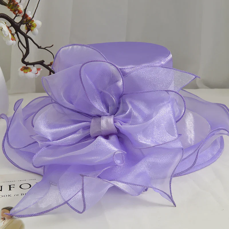 Chapeau Belle Époque Femme Organza - Grand Bord Mariage Cocktail - Image 12