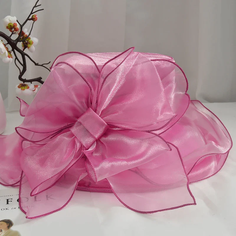 Chapeau Belle Époque Femme Organza - Grand Bord Mariage Cocktail - Image 13