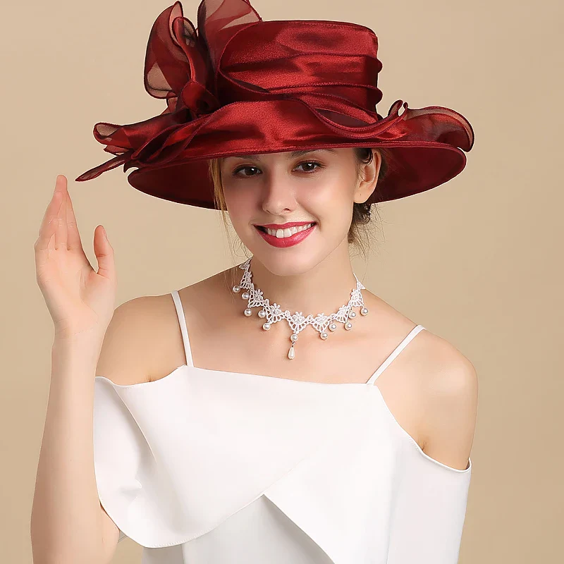 Chapeau Belle Époque Femme Organza - Grand Bord Mariage Cocktail - Image 2