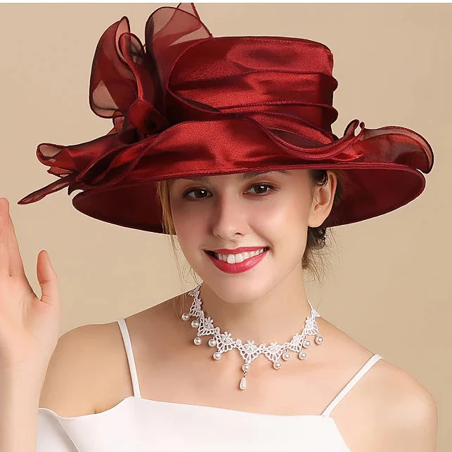 Chapeau Belle Époque Femme Organza - Grand Bord Mariage Cocktail - Image 7