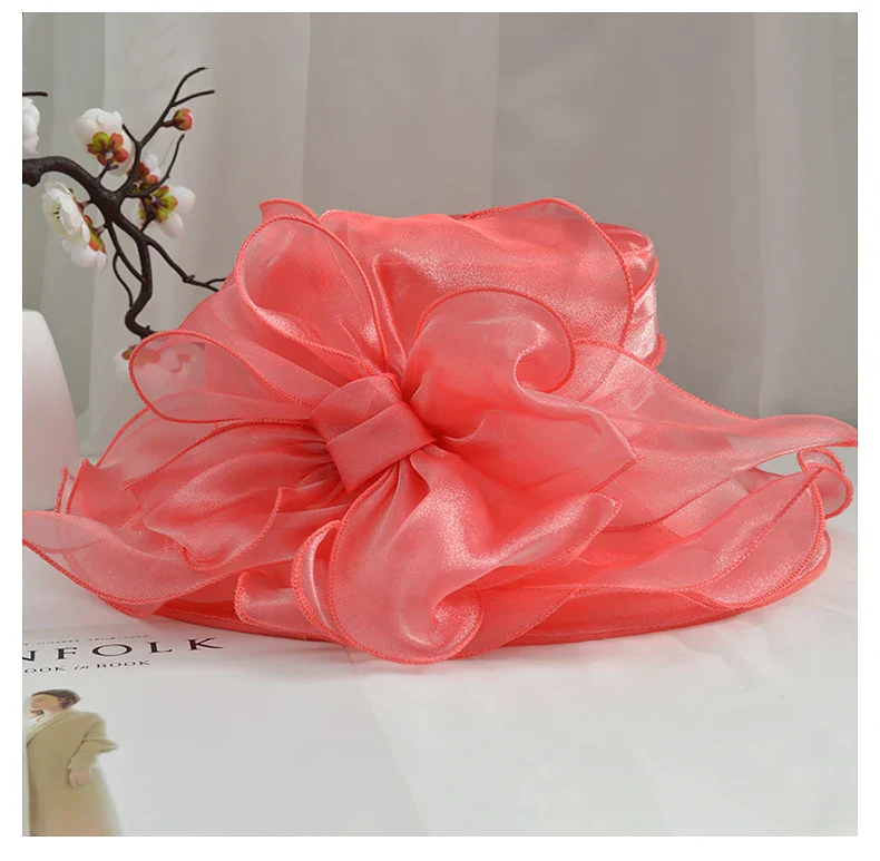 Chapeau Belle Époque Femme Organza - Grand Bord Mariage Cocktail - Image 8