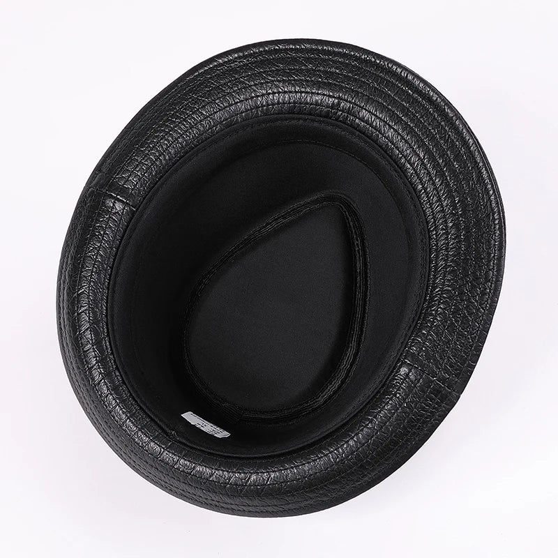 Chapeau Fedora Cuir Homme — Gentleman à Bord Court - Image 5