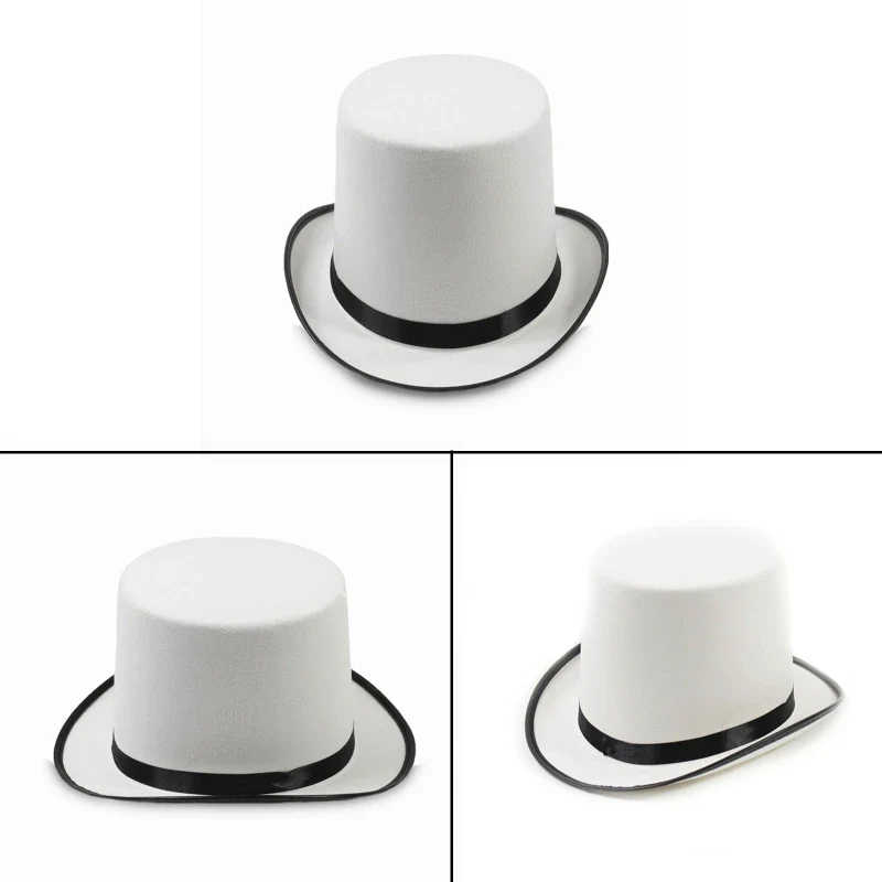 Chapeau Haut — de-Forme Blanc - Magicien, Cabaret et Cosplay - Image 2