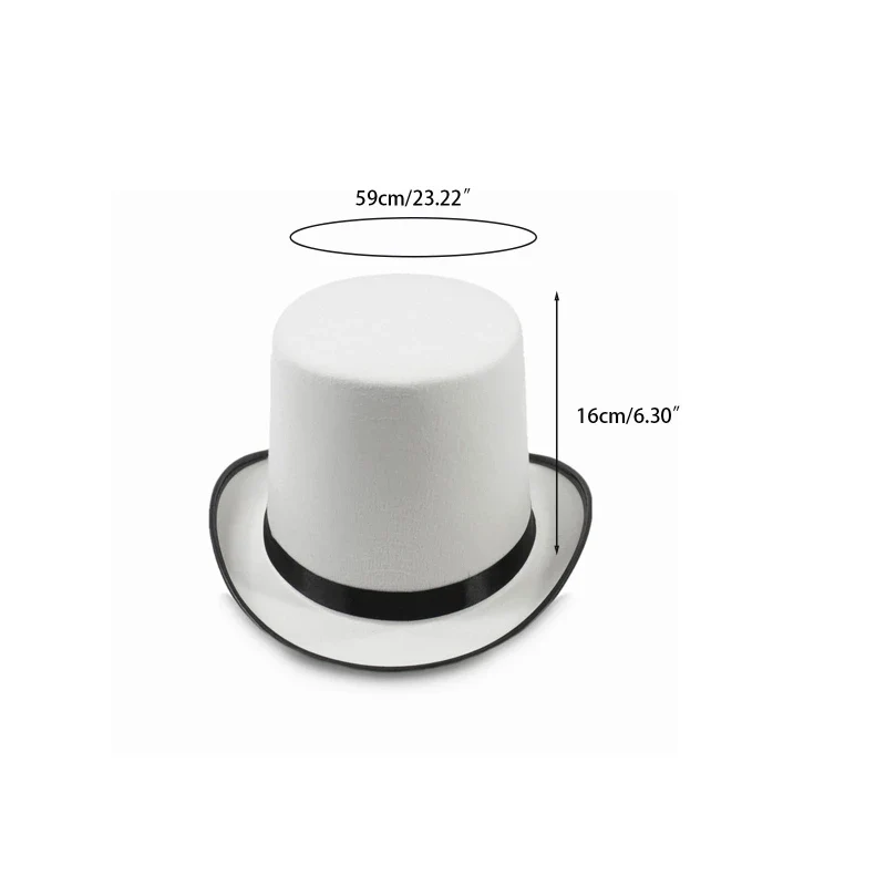 Chapeau Haut — de-Forme Blanc - Magicien, Cabaret et Cosplay - Image 6