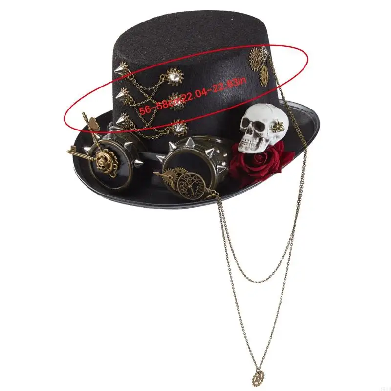 Chapeau Haut — de-Forme - Crâne, Rose et Lunettes - Image 12