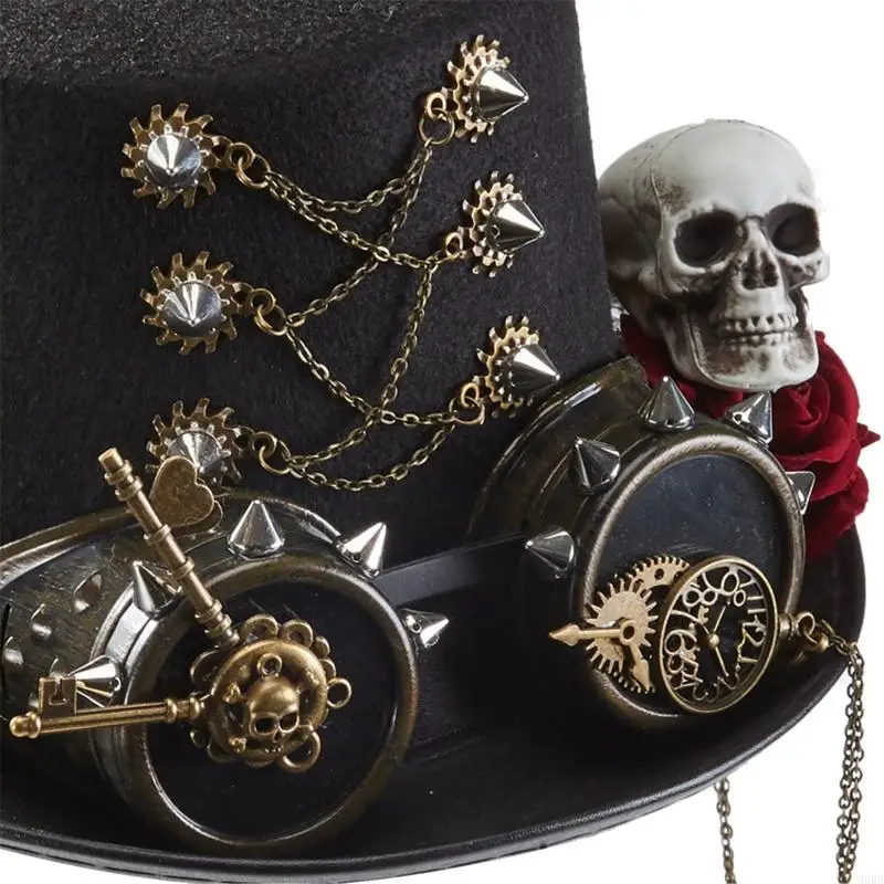 Chapeau Haut — de-Forme - Crâne, Rose et Lunettes - Image 8