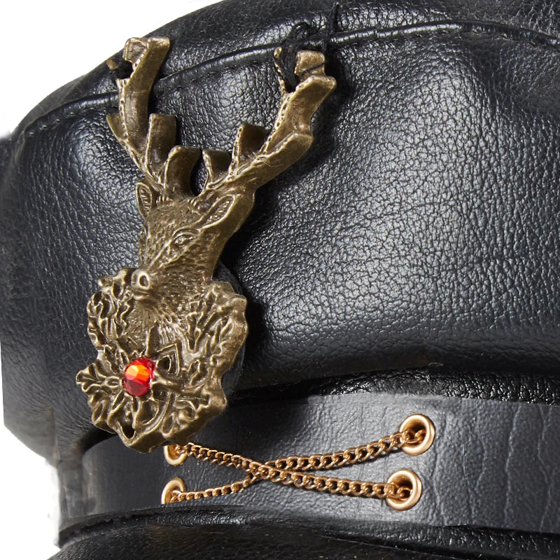 Chapeau Militaire Steampunk Gears — Casquette PU - Image 2