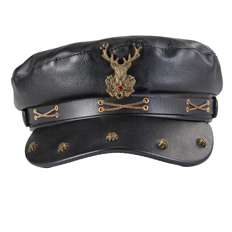 Chapeau Militaire Steampunk Gears — Casquette PU - Image 4