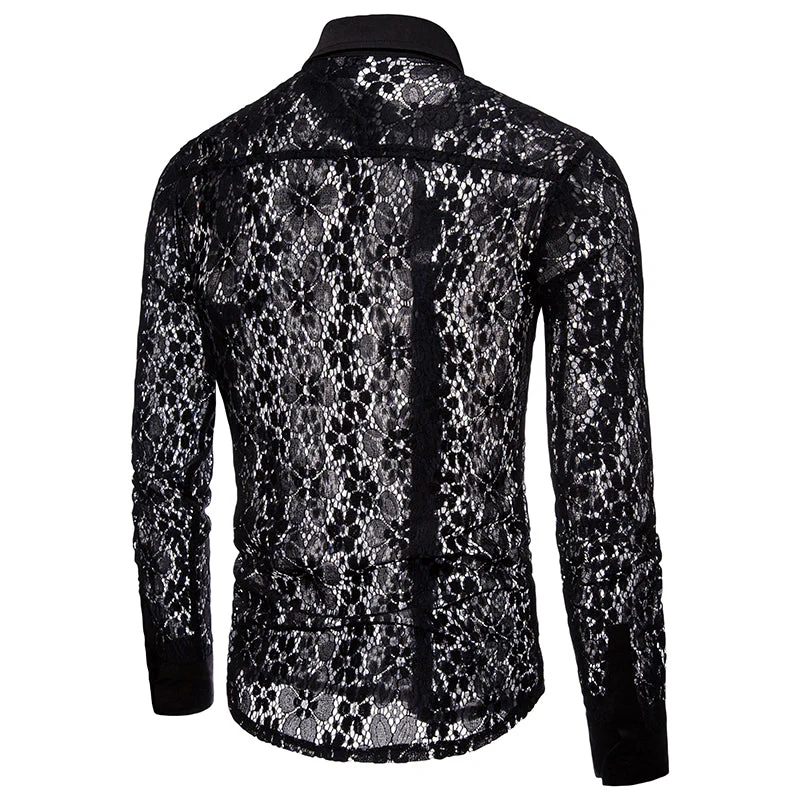 Chemise Dentelle Homme - Noir ou Blanc - Image 12