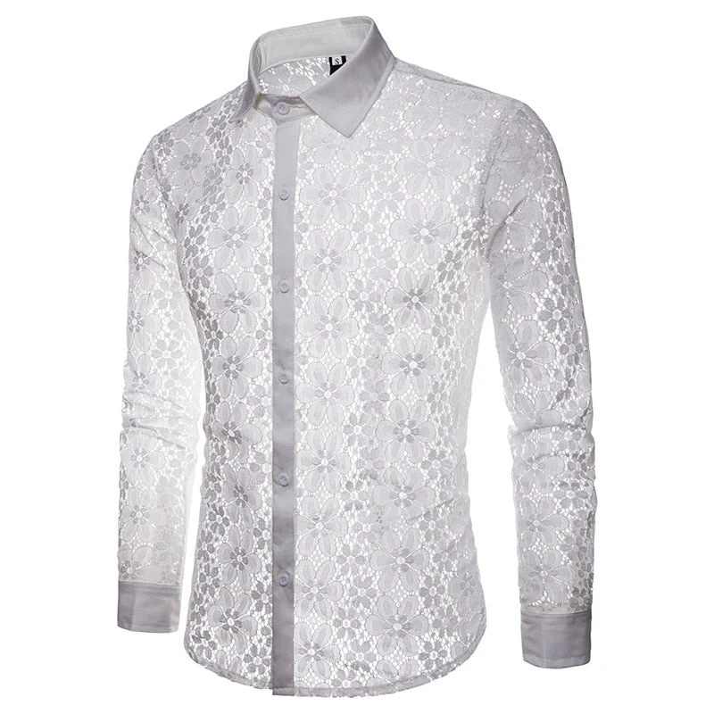 Chemise Dentelle Homme - Noir ou Blanc - Image 3