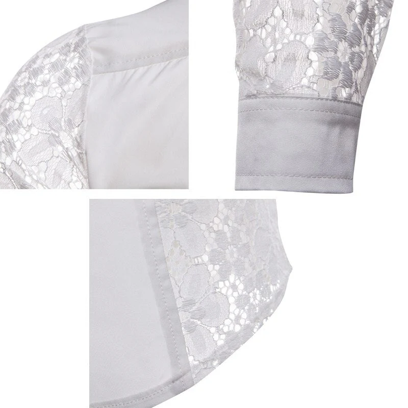 Chemise Dentelle Homme - Noir ou Blanc - Image 4