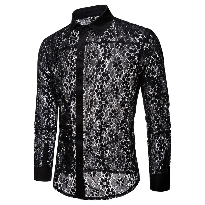 Chemise Dentelle Homme - Noir ou Blanc - Image 5