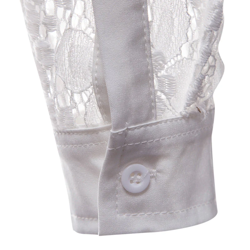 Chemise Dentelle Homme - Noir ou Blanc - Image 6