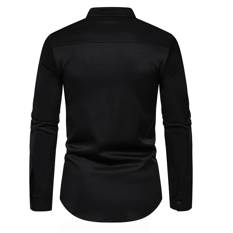 Chemise Homme Col Montant - Boutonnage Asymétrique - Image 16