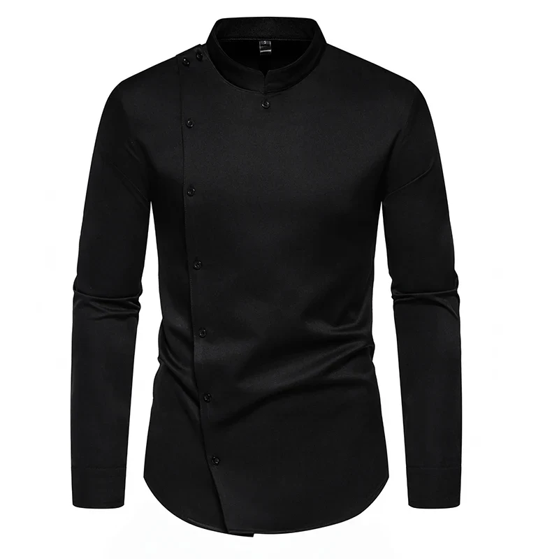 Chemise Homme Col Montant - Boutonnage Asymétrique - Image 25