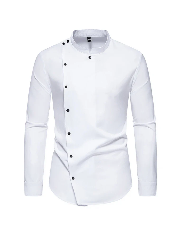 Chemise Homme Col Montant - Boutonnage Asymétrique - Image 26