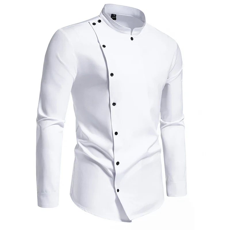 Chemise Homme Col Montant - Boutonnage Asymétrique - Image 3