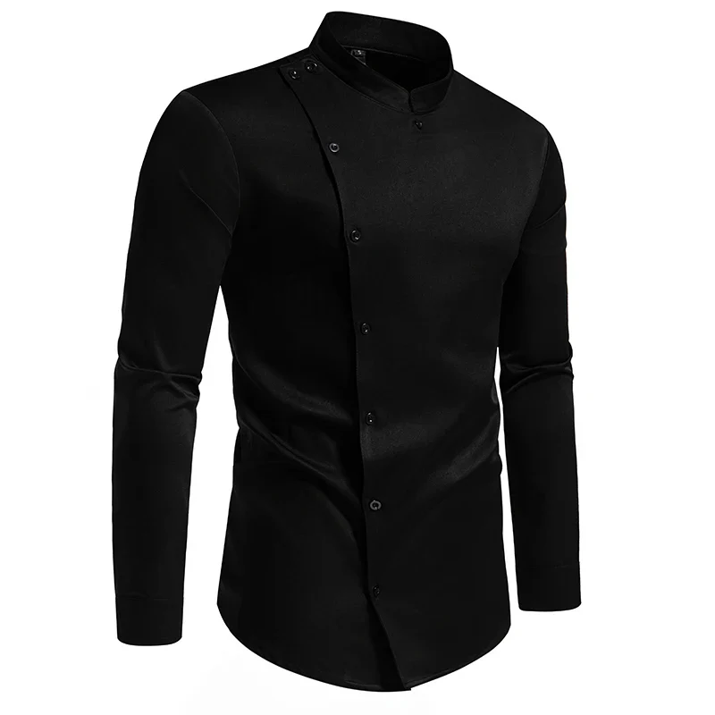 Chemise Homme Col Montant - Boutonnage Asymétrique - Image 5
