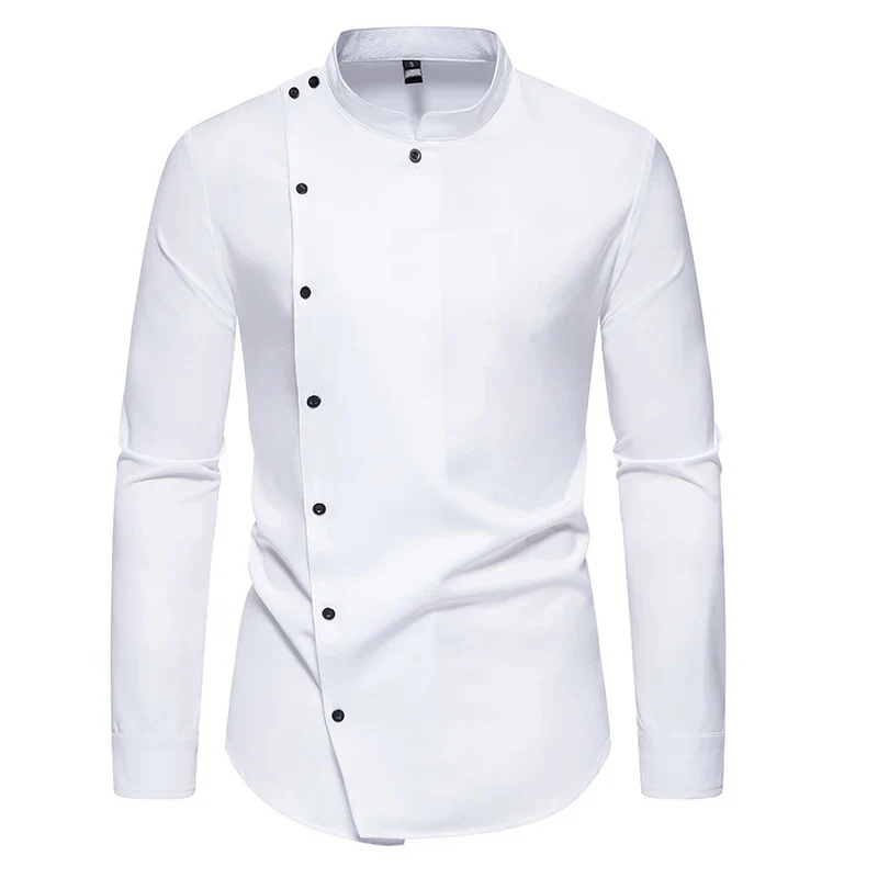 Chemise Homme Col Montant - Boutonnage Asymétrique - Image 6
