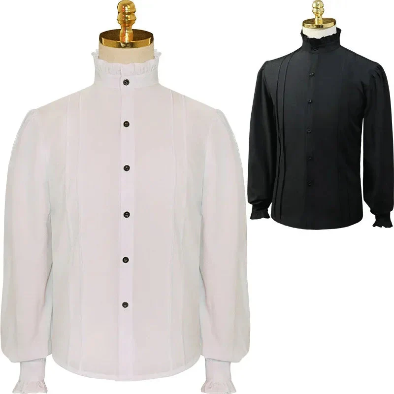 Chemise Médiévale Homme - Col Montant Sobre