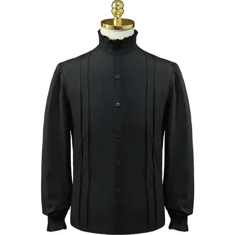 Chemise Médiévale Homme - Col Montant Sobre - Image 2