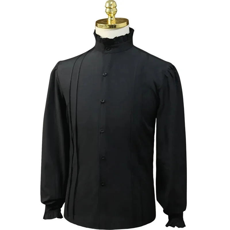 Chemise Médiévale Homme - Col Montant Sobre - Image 3