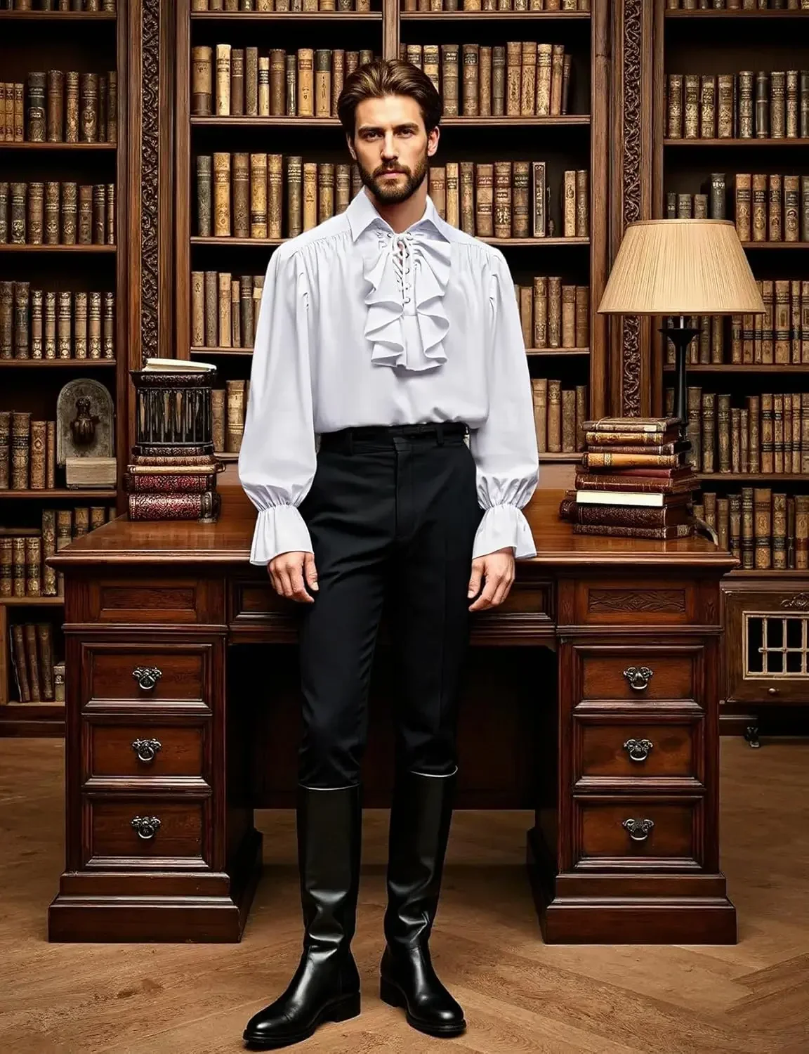 Chemise Poète Victorien Homme - Manchettes à Volants - Image 9