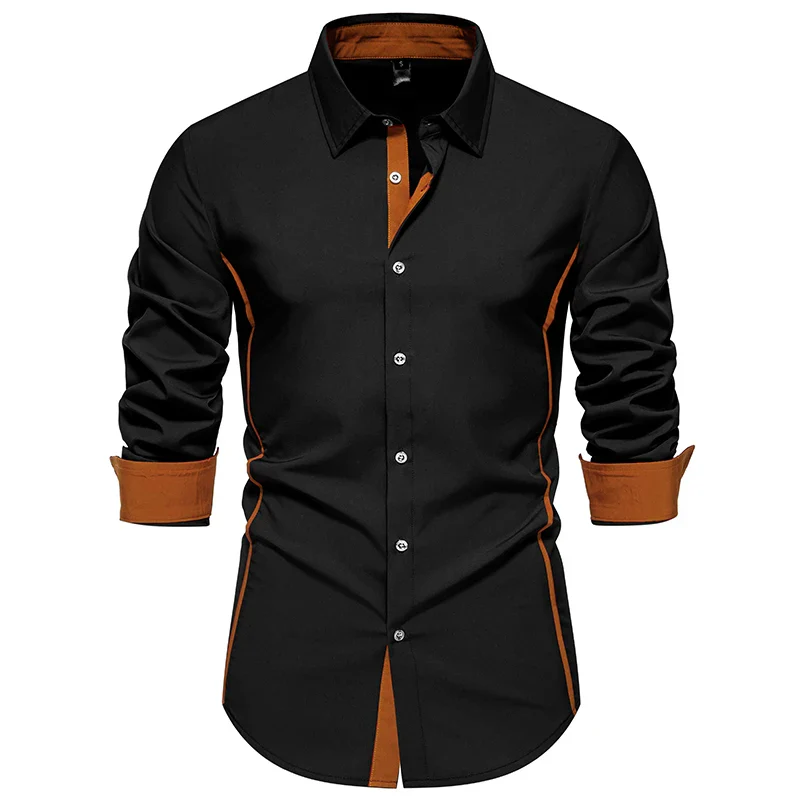 Chemise Steampunk Homme - Col Contraste Cuivre - Image 13