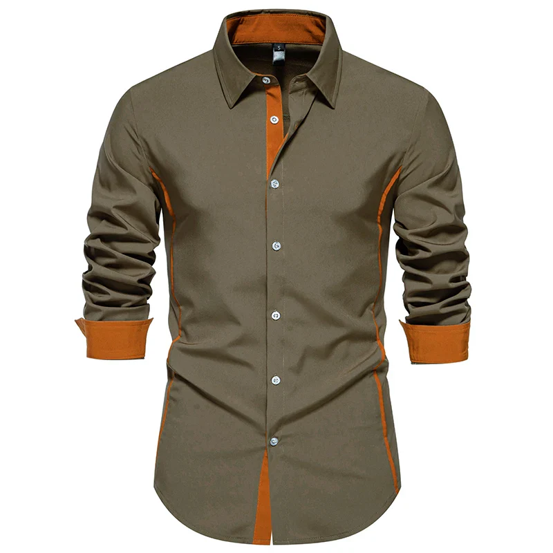 Chemise Steampunk Homme - Col Contraste Cuivre - Image 20