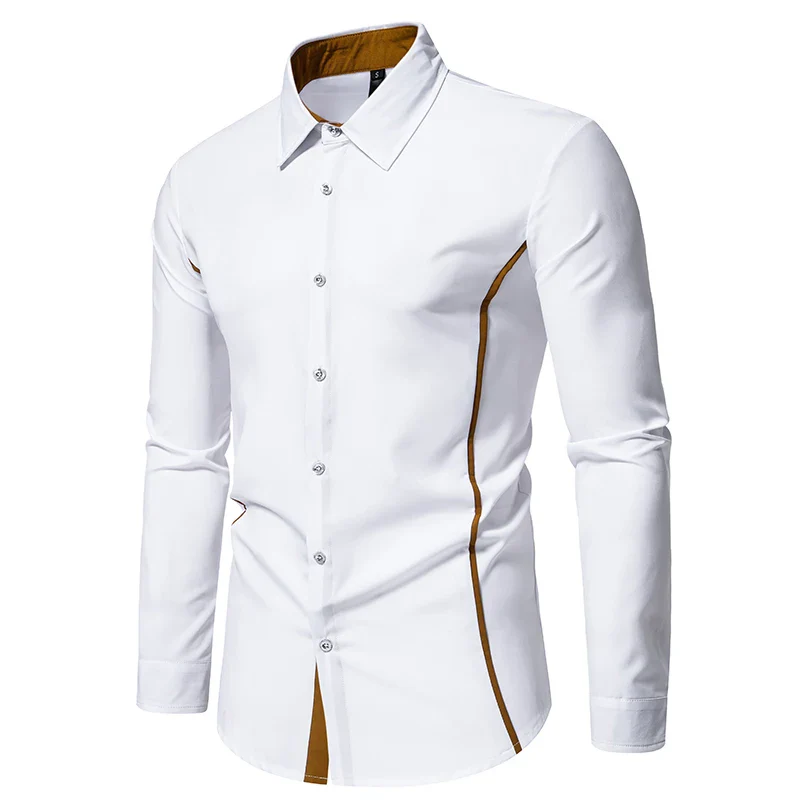 Chemise Steampunk Homme - Col Contraste Cuivre - Image 4