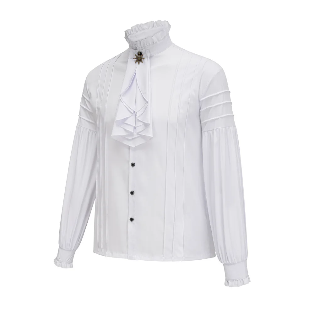 Chemise Victorienne Homme à Volants - Col Montant Dandy - Image 4