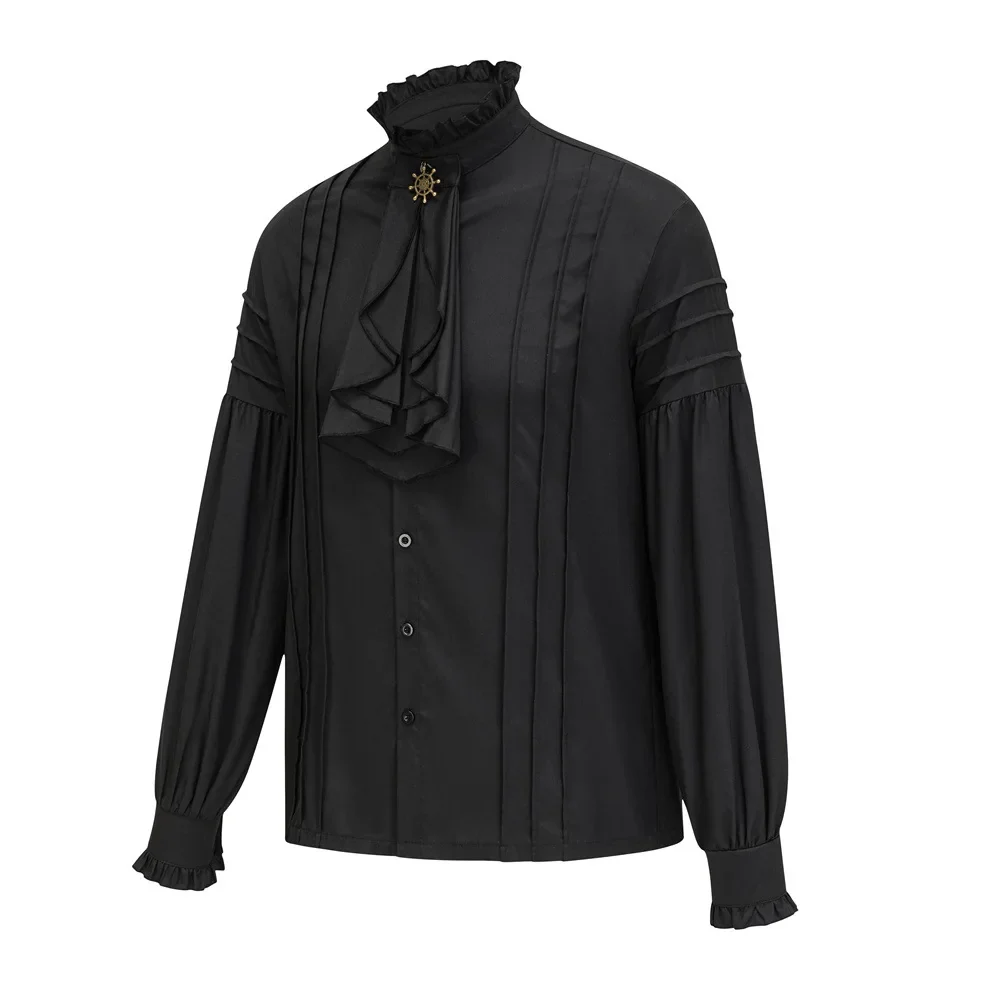 Chemise Victorienne Homme à Volants - Col Montant Dandy - Image 7